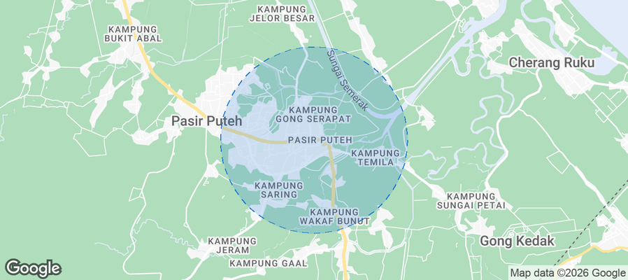 Pasir Puteh Airbnb map